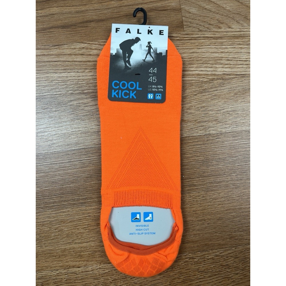 Falke Cool Kick Invisible High Cut Anti-Slip Socks Mens‎ 10.5-11.5 Orange NEW